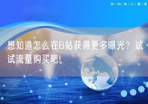 想知道怎么在B站获得更多曝光？试试流量购买吧!
