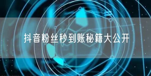抖音粉丝秒到账秘籍大公开