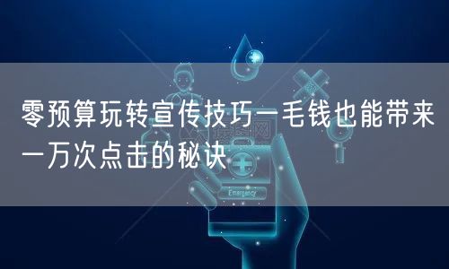 零预算玩转宣传技巧一毛钱也能带来一万次点击的秘诀