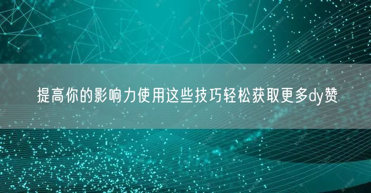 提高你的影响力使用这些技巧轻松获取更多dy赞