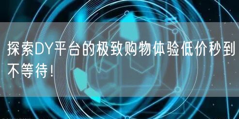 探索DY平台的极致购物体验低价秒到不等待！