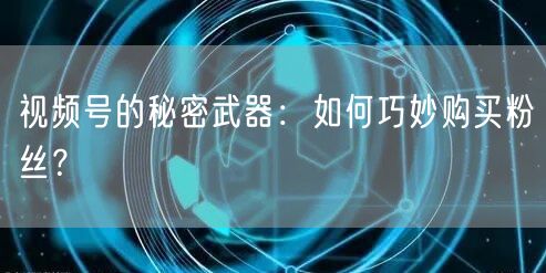 视频号的秘密武器：如何巧妙购买粉丝？