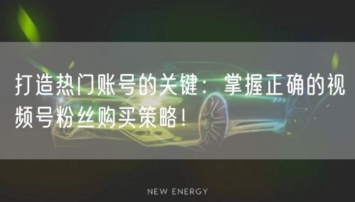 打造热门账号的关键：掌握正确的视频号粉丝购买策略！