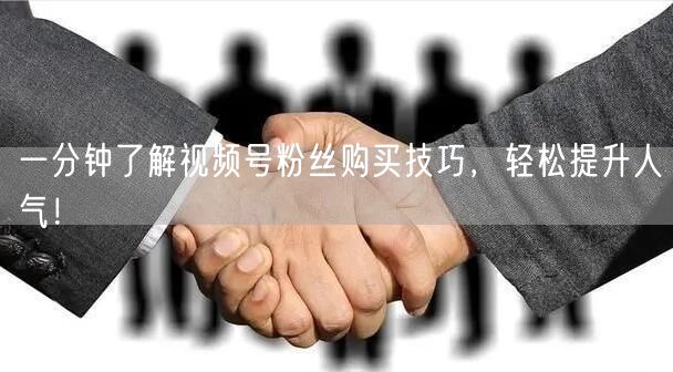 一分钟了解视频号粉丝购买技巧，轻松提升人气！