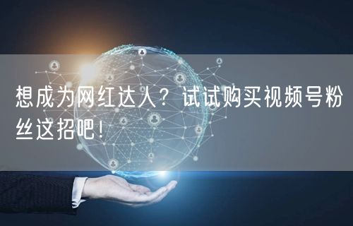 想成为网红达人？试试购买视频号粉丝这招吧！