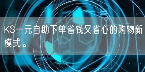 KS一元自助下单省钱又省心的购物新模式。