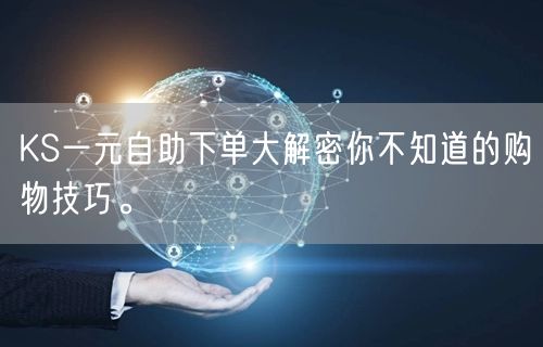 KS一元自助下单大解密你不知道的购物技巧。