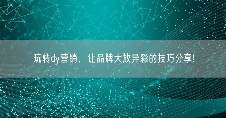 玩转dy营销，让品牌大放异彩的技巧分享!