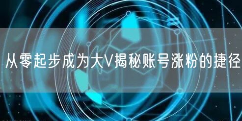 从零起步成为大V揭秘账号涨粉的捷径