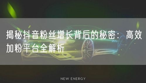 揭秘抖音粉丝增长背后的秘密：高效加粉平台全解析