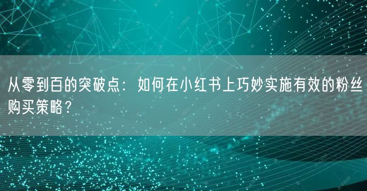 从零到百的突破点：如何在小红书上巧妙实施有效的粉丝购买策略？