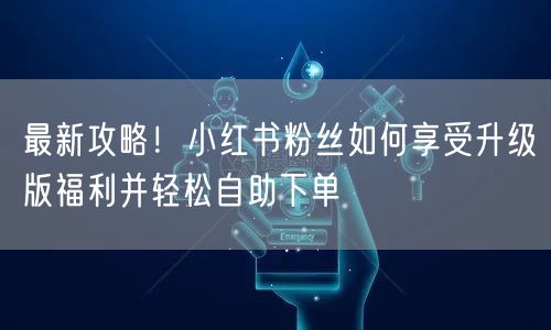最新攻略！小红书粉丝如何享受升级版福利并轻松自助下单