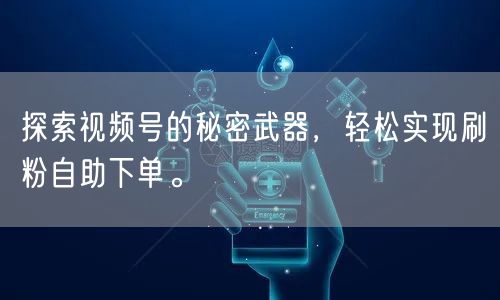 探索视频号的秘密武器，轻松实现刷粉自助下单。