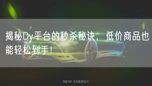 揭秘Dy平台的秒杀秘诀，低价商品也能轻松到手！