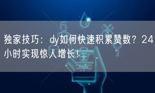 独家技巧：dy如何快速积累赞数？24小时实现惊人增长！