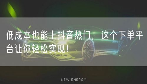 低成本也能上抖音热门，这个下单平台让你轻松实现！