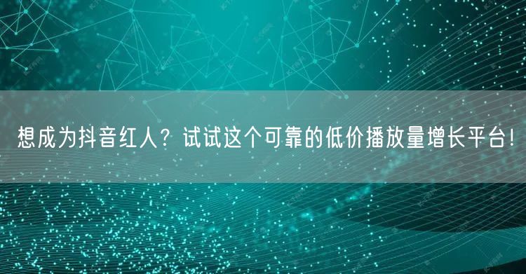 想成为抖音红人？试试这个可靠的低价播放量增长平台！
