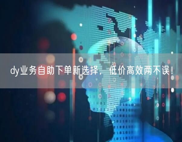 dy业务自助下单新选择，低价高效两不误！