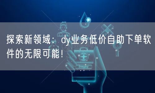 探索新领域：dy业务低价自助下单软件的无限可能！
