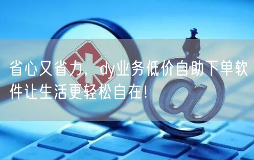 省心又省力，dy业务低价自助下单软件让生活更轻松自在！