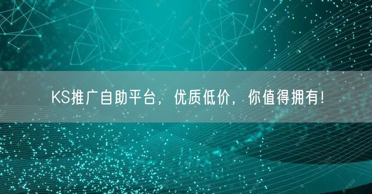 KS推广自助平台，优质低价，你值得拥有！