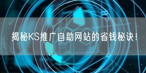 揭秘KS推广自助网站的省钱秘诀！