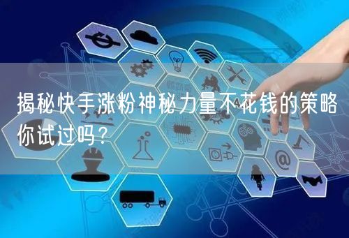 揭秘快手涨粉神秘力量不花钱的策略你试过吗？