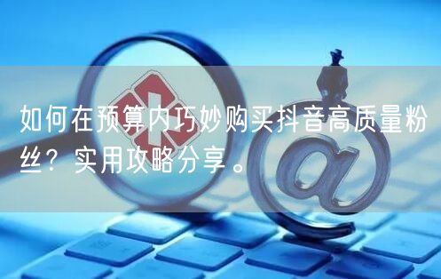 如何在预算内巧妙购买抖音高质量粉丝？实用攻略分享。