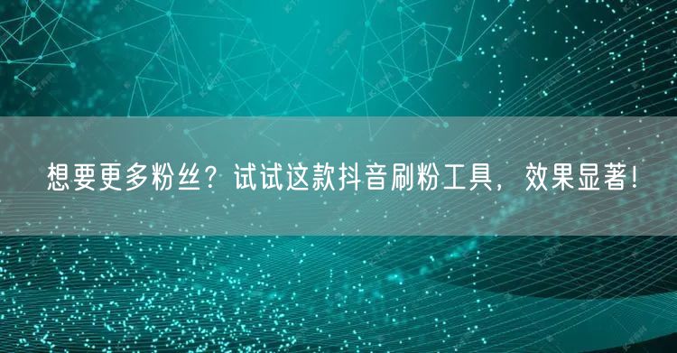 想要更多粉丝？试试这款抖音刷粉工具，效果显著！