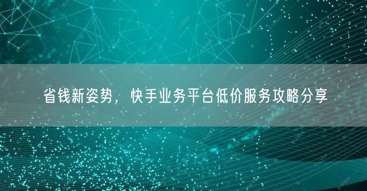 省钱新姿势，快手业务平台低价服务攻略分享