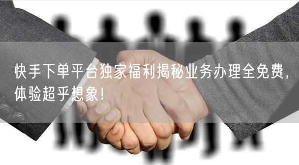 快手下单平台独家福利揭秘业务办理全免费，体验超乎想象！