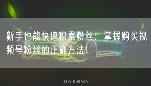 新手也能快速积累粉丝：掌握购买视频号粉丝的正确方法！