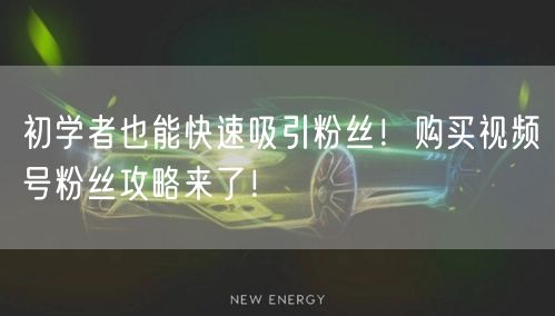 初学者也能快速吸引粉丝！购买视频号粉丝攻略来了！