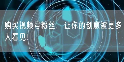 购买视频号粉丝，让你的创意被更多人看见！