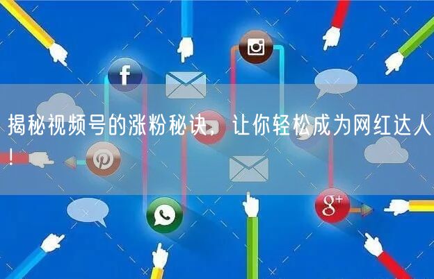 揭秘视频号的涨粉秘诀，让你轻松成为网红达人！