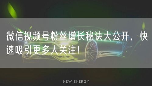 微信视频号粉丝增长秘诀大公开，快速吸引更多人关注！