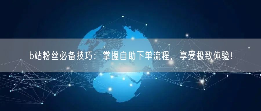 b站粉丝必备技巧：掌握自助下单流程，享受极致体验！