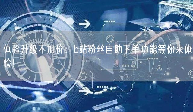 体验升级不加价：b站粉丝自助下单功能等你来体验！