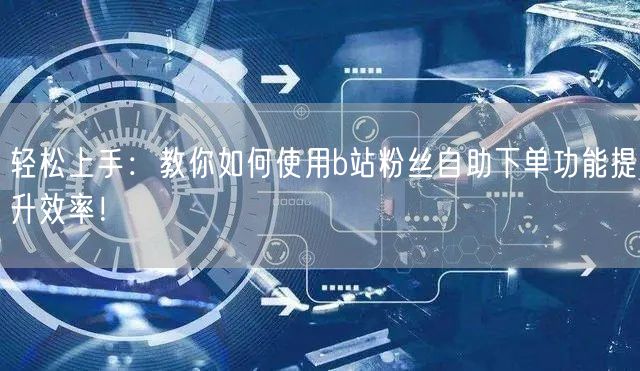 轻松上手：教你如何使用b站粉丝自助下单功能提升效率！