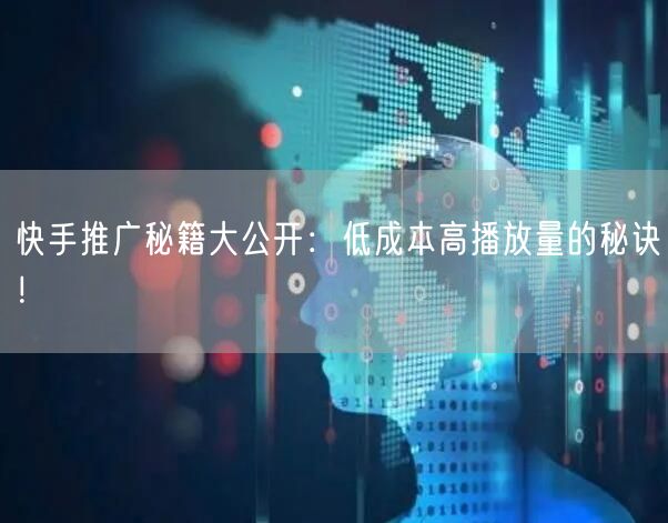 快手推广秘籍大公开：低成本高播放量的秘诀！