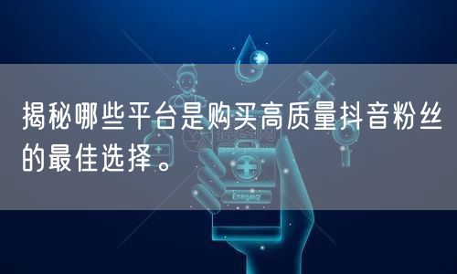 揭秘哪些平台是购买高质量抖音粉丝的最佳选择。