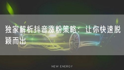 独家解析抖音涨粉策略：让你快速脱颖而出