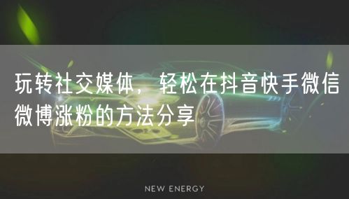 玩转社交媒体，轻松在抖音快手微信微博涨粉的方法分享