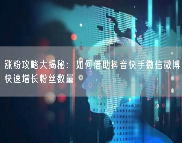 涨粉攻略大揭秘：如何借助抖音快手微信微博快速增长粉丝数量