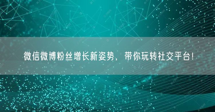 微信微博粉丝增长新姿势，带你玩转社交平台！