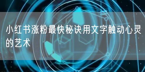 小红书涨粉最快秘诀用文字触动心灵的艺术