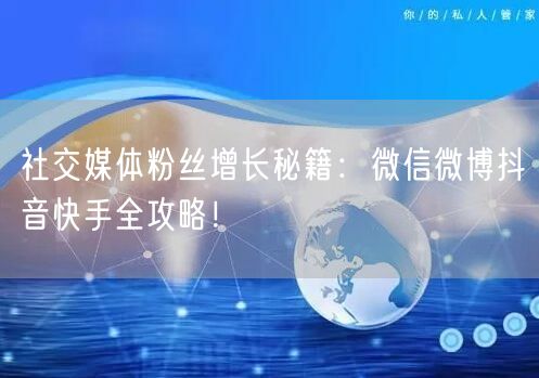社交媒体粉丝增长秘籍：微信微博抖音快手全攻略！