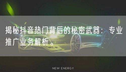 揭秘抖音热门背后的秘密武器：专业推广业务解析。