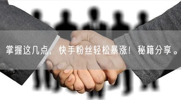 掌握这几点，快手粉丝轻松暴涨！秘籍分享。