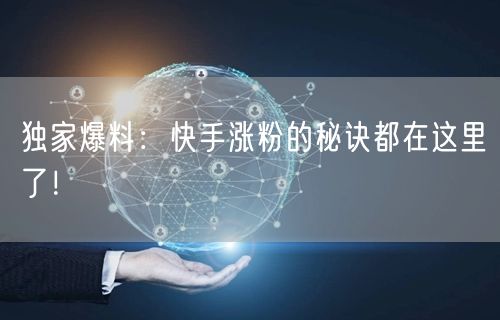 独家爆料：快手涨粉的秘诀都在这里了！